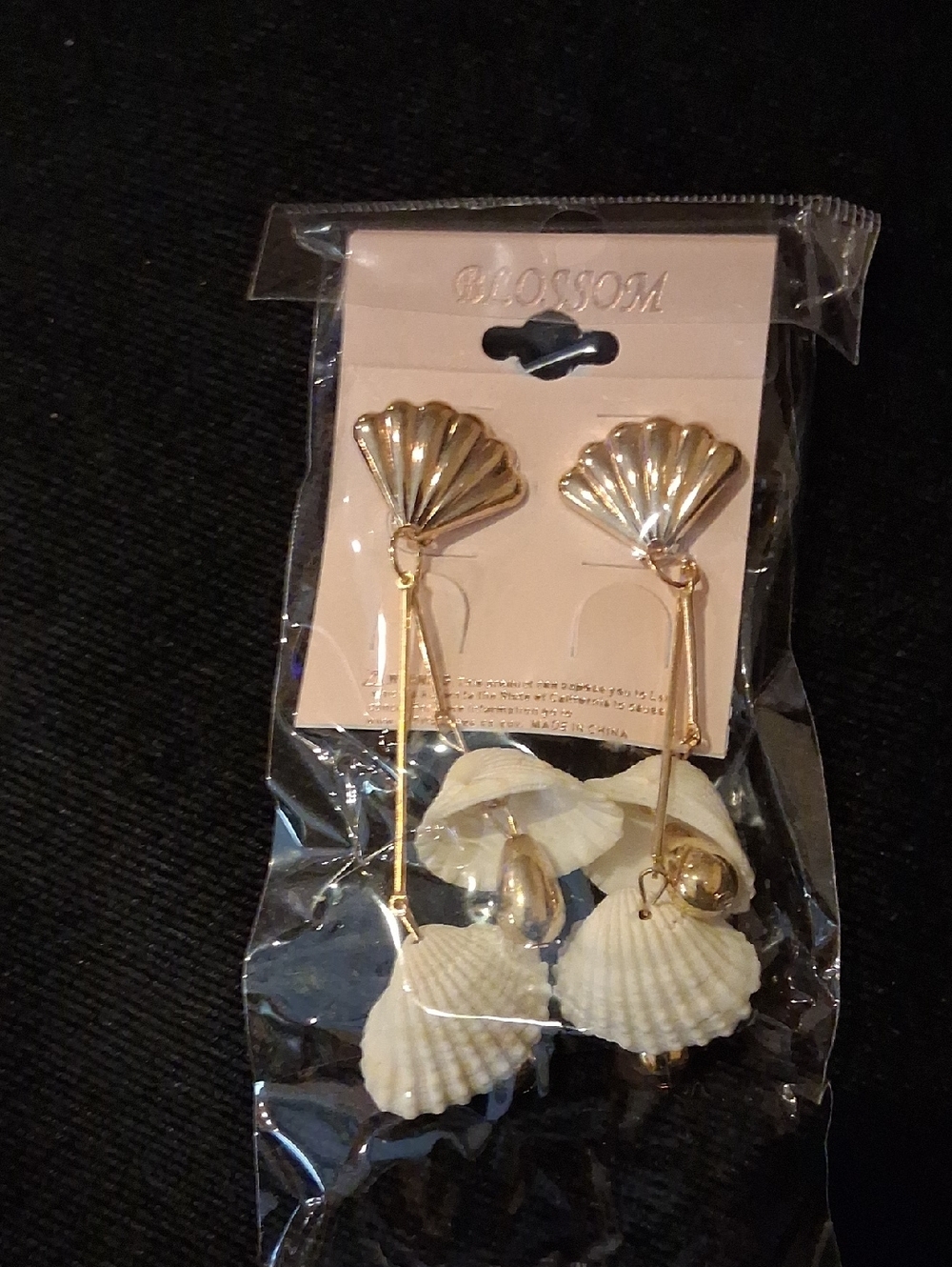 Blossom Gold Shell Drop Earrings - Gold & White